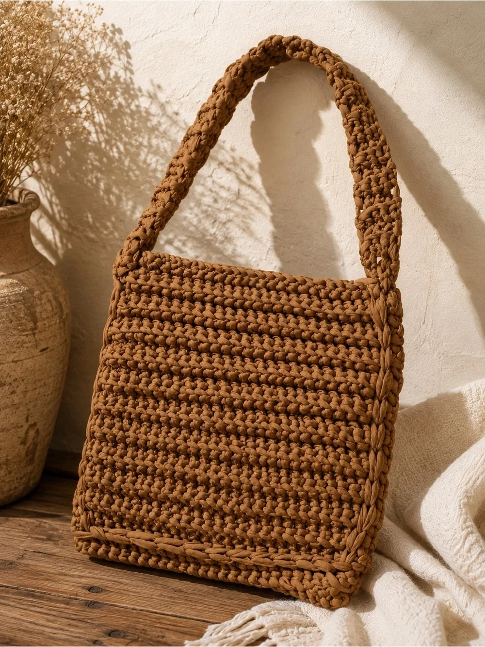 One of a Kind Artisan Handwoven Crochet Boho Shoulder Bag